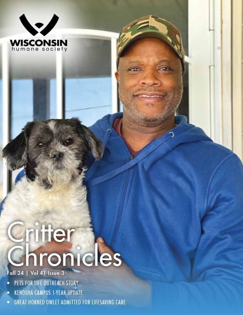Critter Chronicles Cover Photo, man with fluffy dog