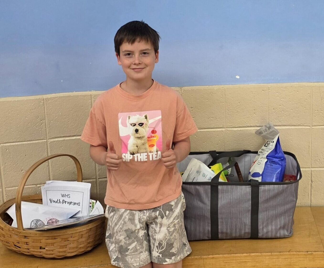 Child with donations
